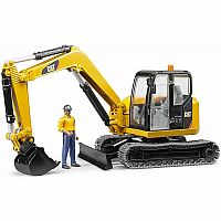 CAT Mini Excavator with Worker