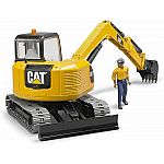 CAT Mini Excavator with Worker