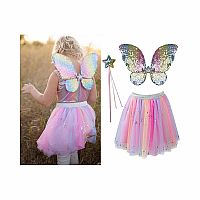 Rainbow Sequins Skirt w/Wings & Wand, Size 4-6