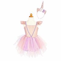 Pink Shimmer Unicorn Dress & Headband Size 5-6