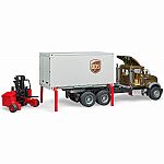 MACK Granite UPS logistics truck with forklift