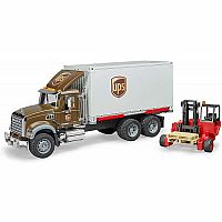 MACK Granite UPS logistics truck with forklift