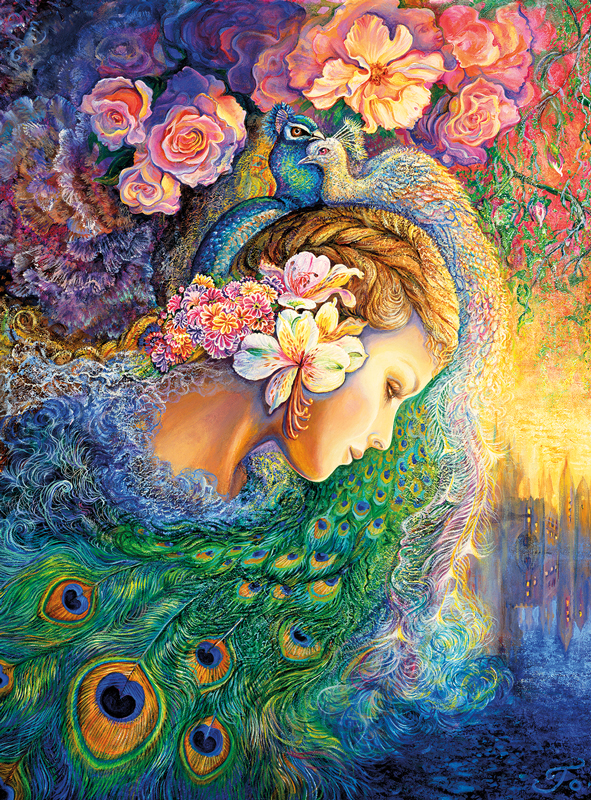 1000pc Josephine Wall Peacock Daze Glitter The Granville