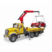 MACK Granite Tow Truck with BRUDER Roadster