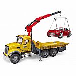 MACK Granite Tow Truck with BRUDER Roadster