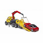 MACK Granite Tow Truck with BRUDER Roadster